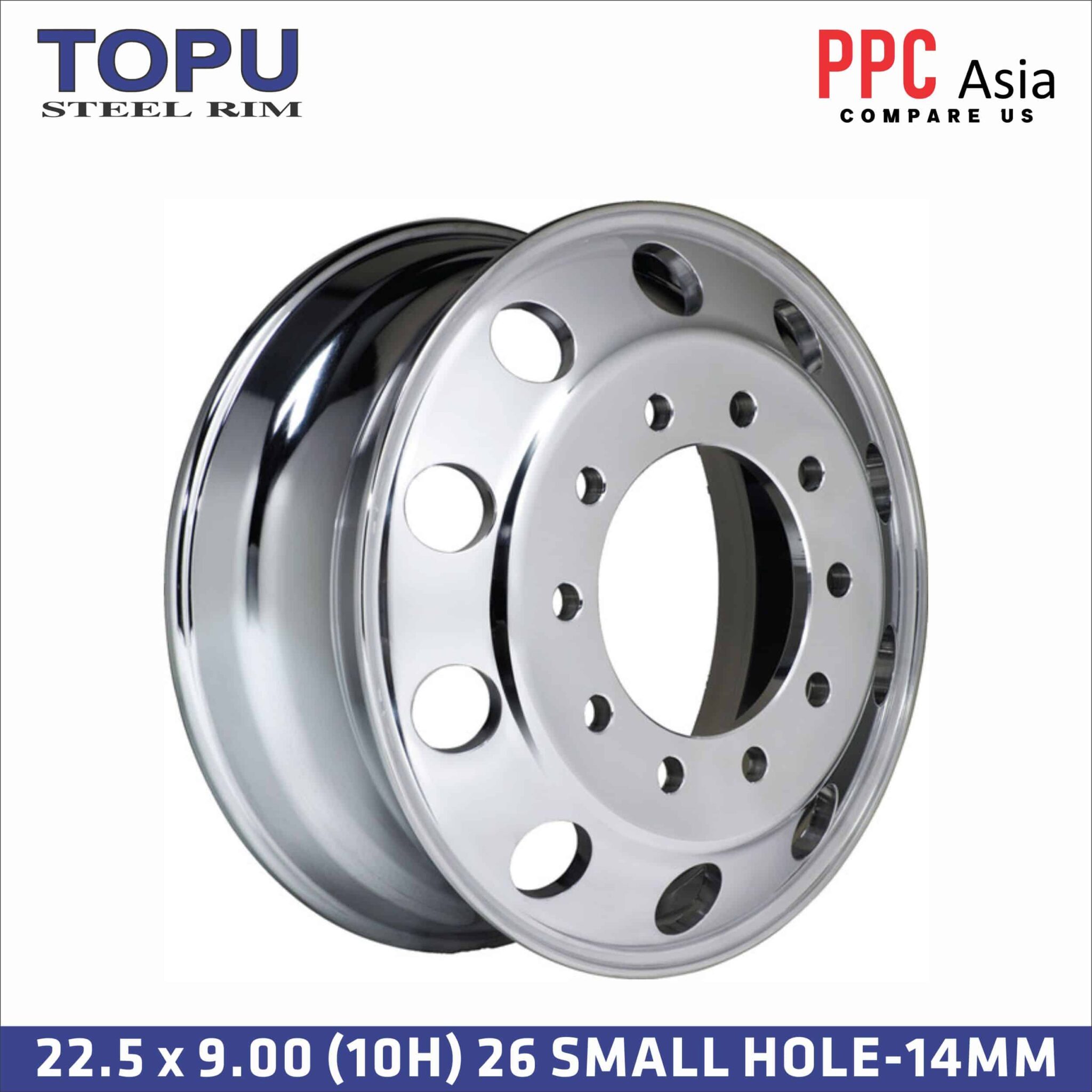 TOPU STEEL RIM 22.5 x 9.00 (10H) 26 SMALL HOLE-14MM