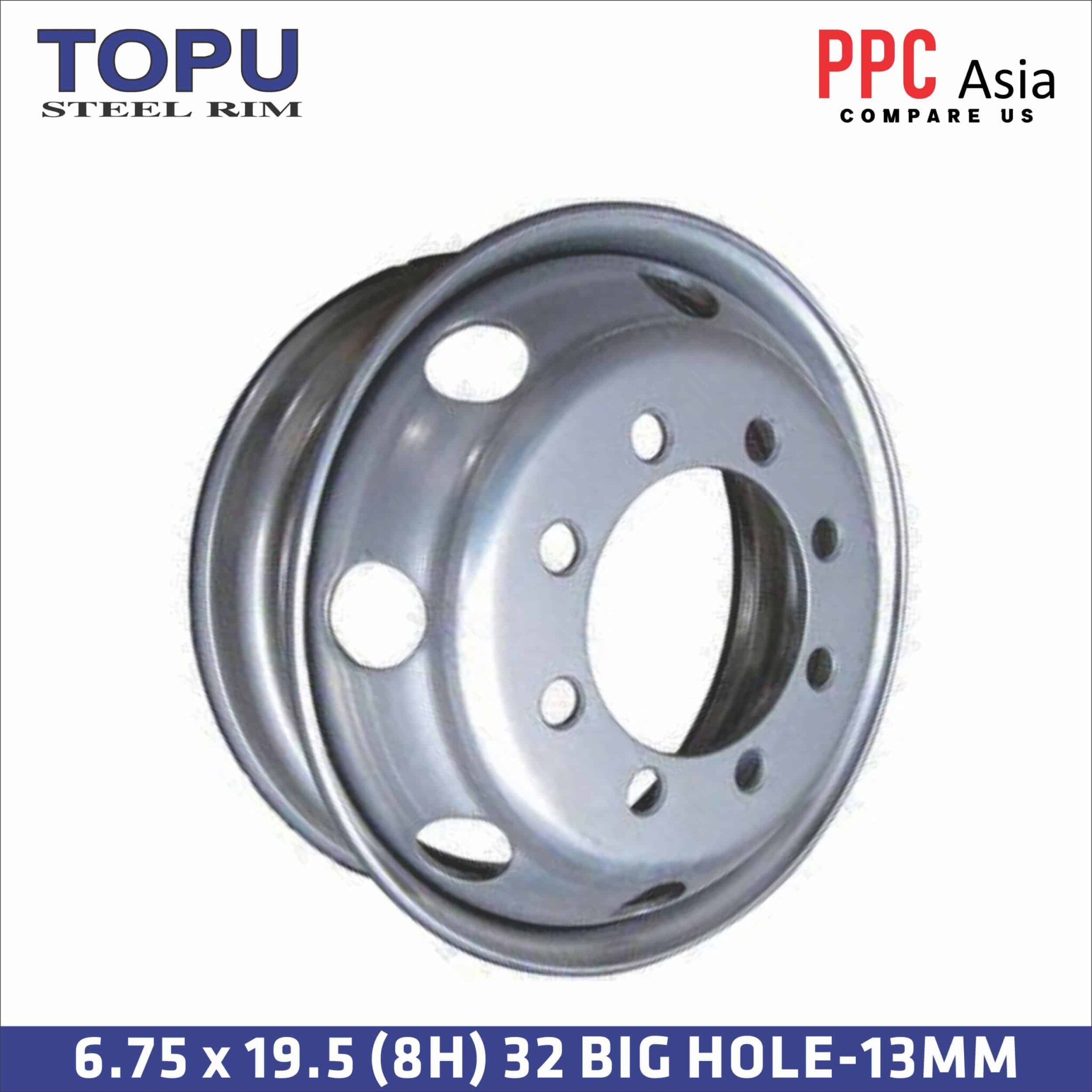 TOPU STEEL RIM 6.75 x 19.5 (8H) 32 BIG HOLE-13MM