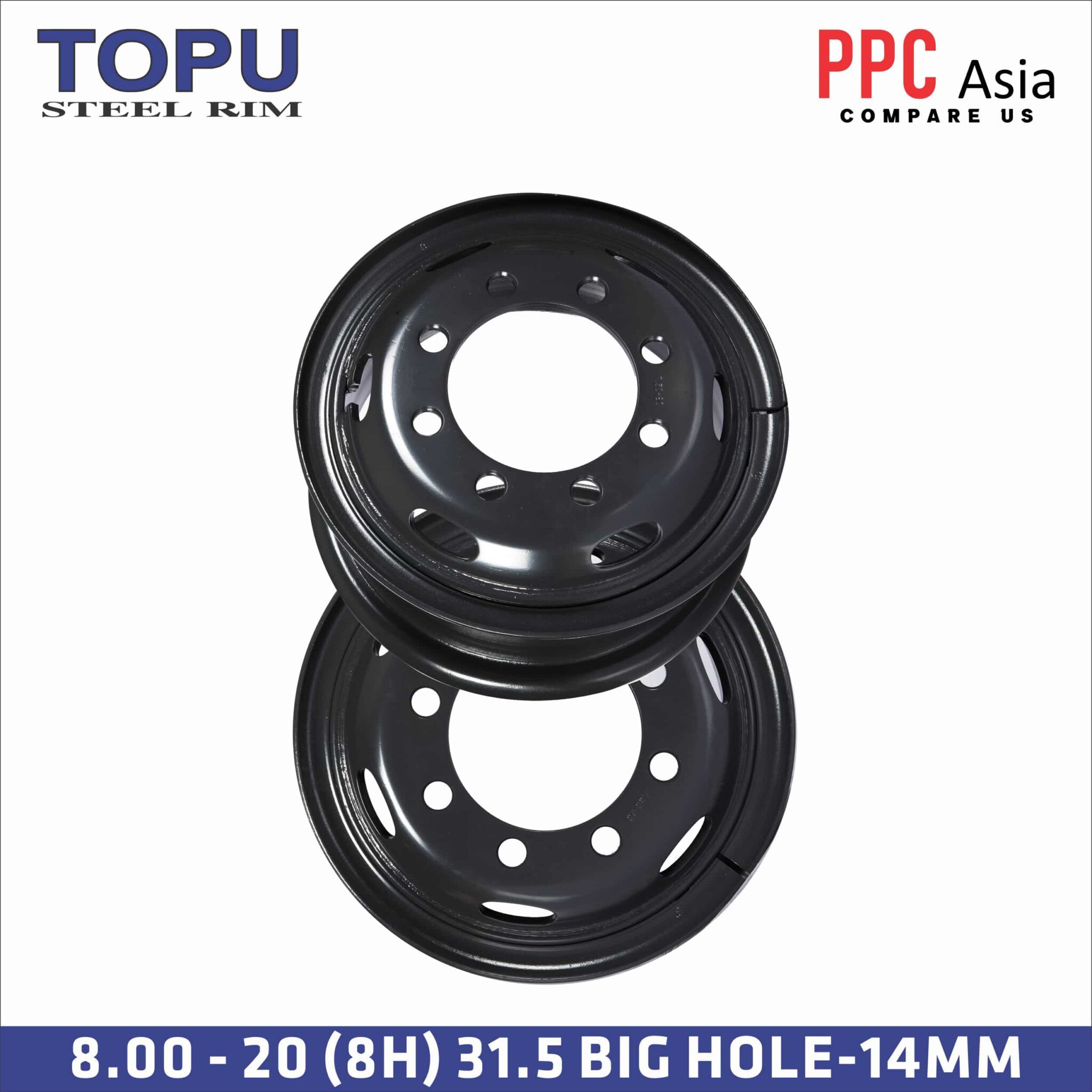 TOPU STEEL RIM 8.00 - 20 (8H) 31.5 BIG HOLE-14MM